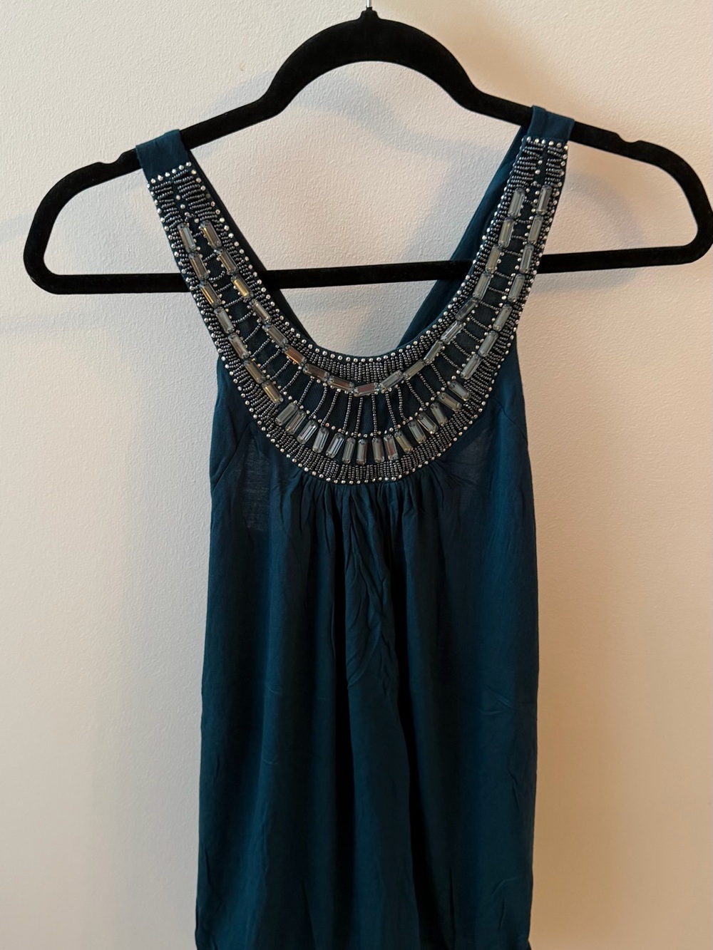 Forever 21 Teal Beaded Sleeveless Tank Top